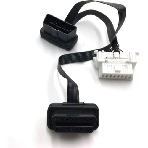 OBD 2 Male To Dual Female Y Adapter Elbow 1 Pcs Flat Thin Extension Cable Snap In Mount For 96-up GPS Diagnostic