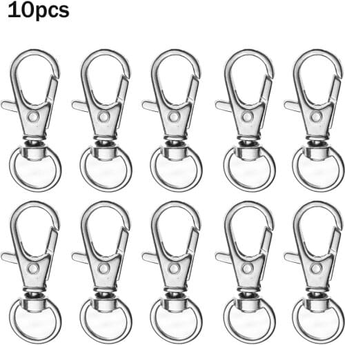 10Pcs Wholesale 32mm Swivel Lobster Clasp Clips Hook Keychain Split Key Ring Backpack Bag Buckles DIY Jewelry Making Accessories