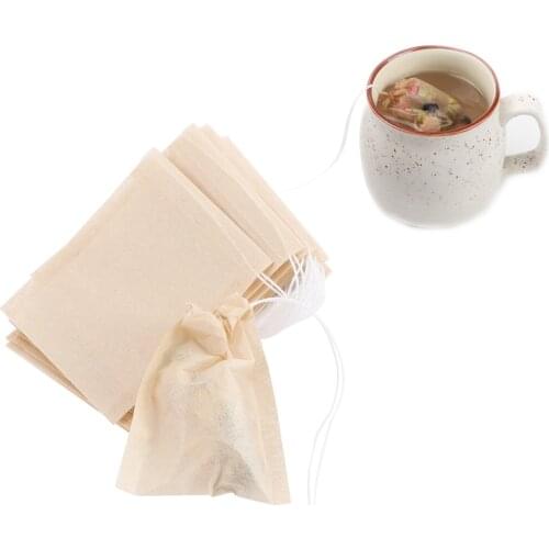 100pcs/lot Disposable Empty Tea Bag Filter Paper Bags Teabags Tea Strainer Infuser Drawstring Tea Bag for Herb Loose Tea