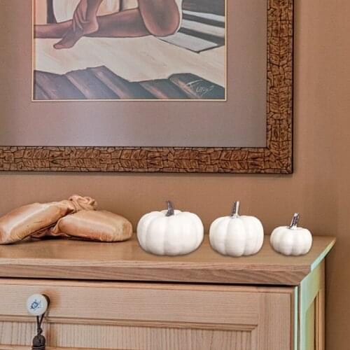 12 Pcs Halloween Decorative Pumpkin White Desktop Ornaments Artificial Pumpkin R7UB