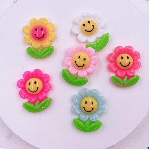 20PCS Kawaii Colorful Resin A Little Flower Flatback Cabochon Figurine Scrapbook DIY Accessory Embellishments Craft H49
