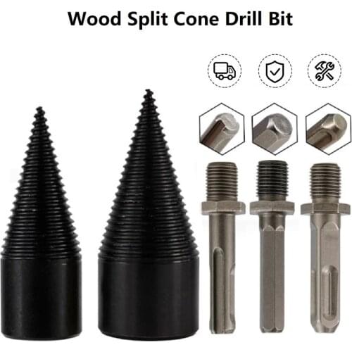 32/42mm Dril Firewood Splitter Drill Bit Round/Hex/Triangle Shank Wood Cone Reamer Punch Driver Step Drill Bit Woodwork Tool