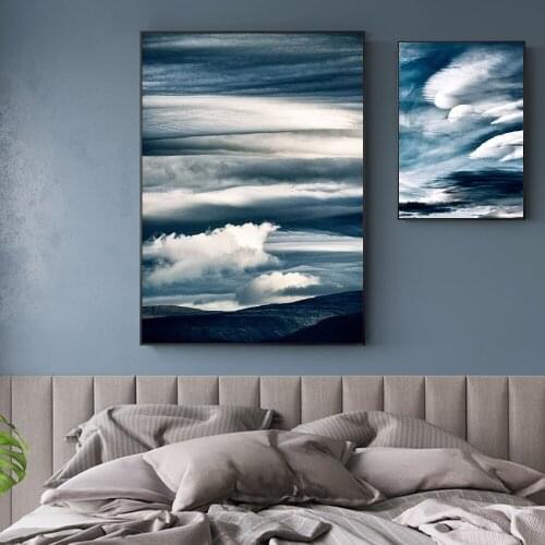 Art Abstract Canvas Painting Nordic Blue Skies Posters And Prints Cloud Pictures For Living Room Modern Decorative No Frame