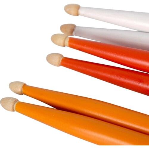 5A colorful flame maple wood drum stick-12 pair white red orange color