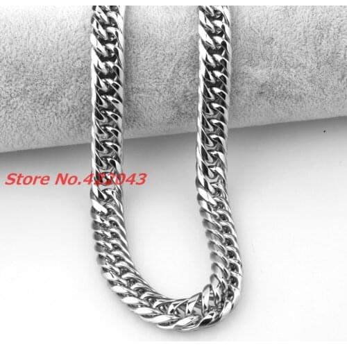 7-40" 16MM Heavy Silver color Polished Stainless Steel Mens Curb Cuban Chain Necklace New brand Trendy Jewelry