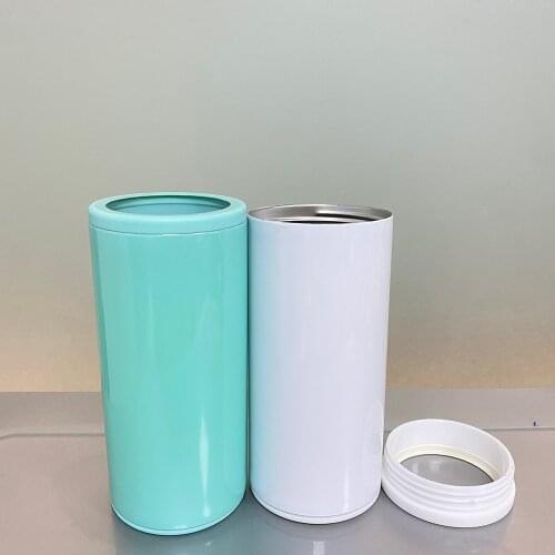 Colorful Double Wall 12oz Sublimation Can Cooler with Rubber Bottom and Screw Lid