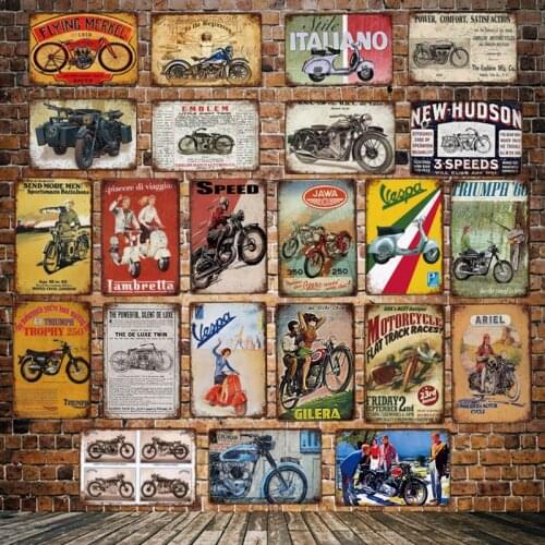 [ DecorMan ] Veapa BSA Triumph a Motor world Speed TIN SIGN Custom Mural Paintings Bar PUB Decor LT-1853