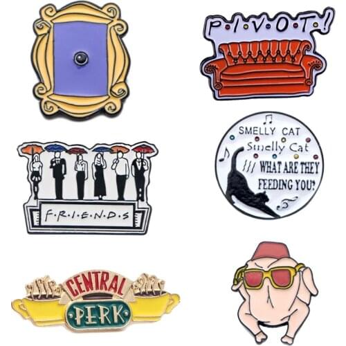 LT327 Friends TV Show Collection Enamel Lapel Pin Badge Pins Hats Clothes Backpack Decoration Jewelry Accessories Gifts Friends