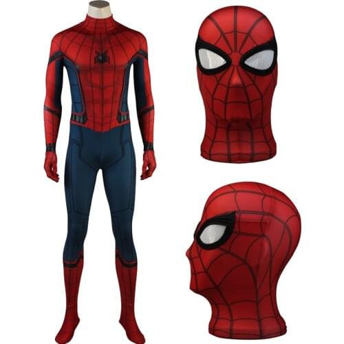 Adult Superhero Civil War Spider Benjamin Parker Jumpsuit Cosplay Costume Halloween Masquerade Party Bodysuit