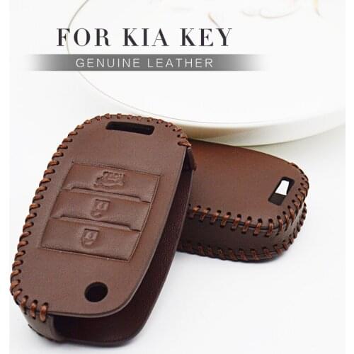 Leather Car Smart Key Case Cover for Kia Sportage 3 4 Rio 3 4 5 Picanto Cerato Ceed Stinger Ceed Sorento Soul K5 Car Accessories