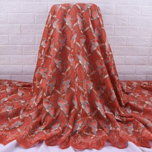 Zhenguiru Red Swiss Voile Fabric Cotton African Lace Fabric Embroidery Nigerian Fabric For Women Party And Wedding Dress A2050