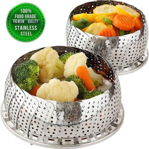 Stainless Steel Lotus Steaming Tray Multi-Function Vegetable Steamer Basket Expandable Food Basket Mesh Fruit Plate Kitchen Tool