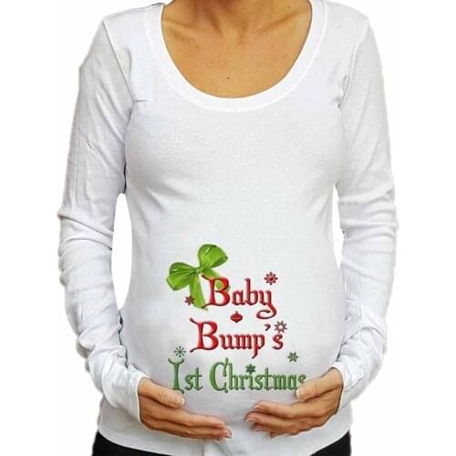 Fashion Pregnant T-Shirts Long Sleeve Christmas Baby For Maternity Women Casual Pregnancy Clothes Printing Womens Tops Clothing