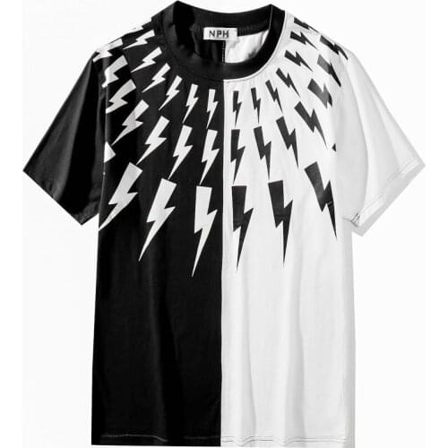 Men New Lightning Novelty Neil Thunder T Shirts T-Shirt Hip Hop Skateboard Street Cotton T-Shirts Tee Top kenye S-XXL #N322