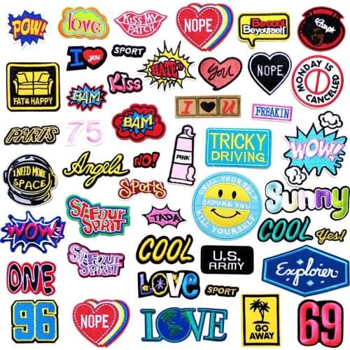 NOPE WOW DIY Iron On Patches Embroidery Applique Clothes Supplies Decorative Badge