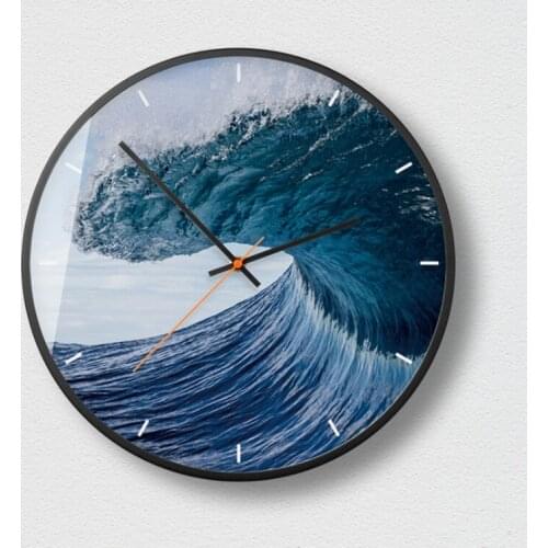 New 3D Wall Clock Sea Series HD Wall Clock Modern Design Metal Silent Movement Wall Clock Large Size Home Decoration