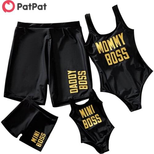 PatPat 2021 New Arrival Family Look Letter Print One-piece Matching Swimwears