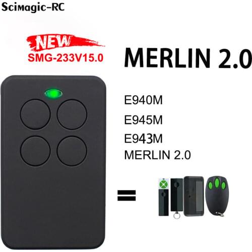 Copy Merlin Remote Control, Compatible With Merlin 433.92Mhz Merlin E94OM/E945M/E95OM/2.0 Rolling Code Control Panel