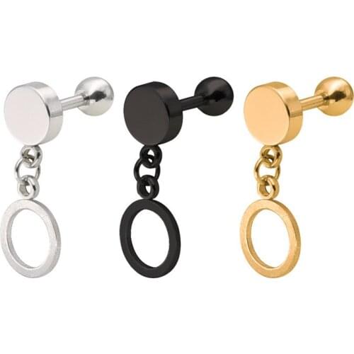 BAECYT Circle-Shaped Stainless Steel Titanium Steel Stud Earrings Cool Simple Fashion Piercing Earrings For Women Jewelry