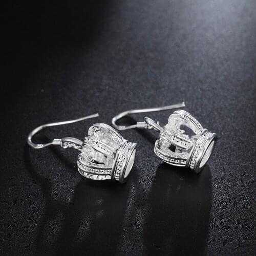 Hot sale 925 Sterling Silver Earrings for Women Crown crystal Earrings Christmas Gifts Wedding party Street all-match Jewelry