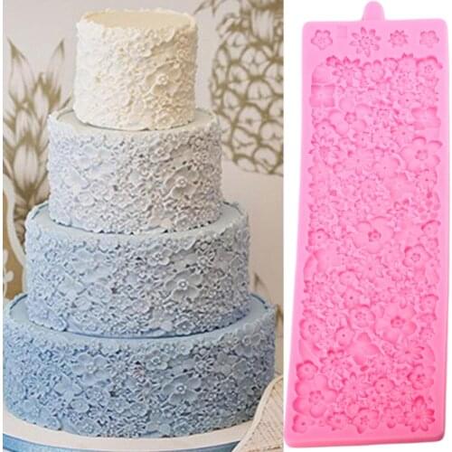 Flower Pattern Cake Border Silicone Mold Lace Mat DIY Wedding Fondant Cake Decorating Tools Candy Cupcake Chocolate Baking Mould
