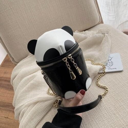 HISUELY Cute Women Shoulder Bag Luxury Designer Panda Crossbody Bag Chain Bag Pu Leather Ladies Purse Female Bag Gift for Girl