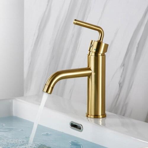 Light luxury brushed gold bathroom sink faucet cold hot water mixer brass basin tap top quality bathroom faucet