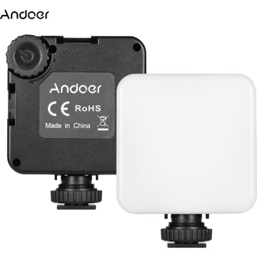 Andoer Mini Dimmable RGB LED Video Light 6W Color Fill Light Built-in 2000mAh Battery with Tripod Cold Shoe for Vlogging