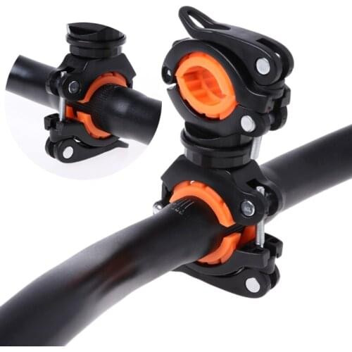 Bycicle Rotating Light Double Holder Front Flashlight Lamp Pump Handlebar K1KD