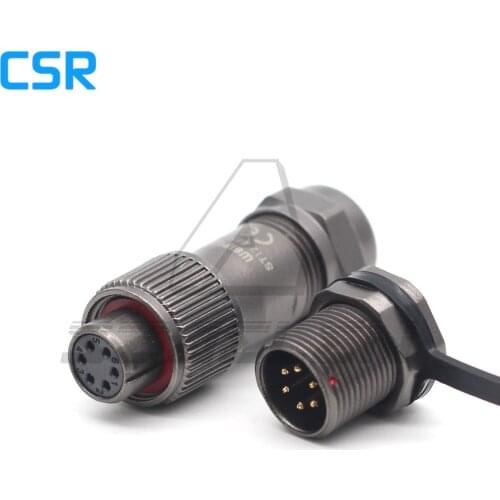 ST12 series 6 pin Waterproof Connector Male Socket Female Plug Industrial Electrical Wire Connector Panel Mount Connector