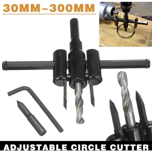 High Quality 30-300mm Adjustable Circle Cutter Wood Metal Hole Drill Woodworking Saw Drill Bits Tools Mayitr Power Tools Parts
