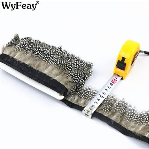 10Meters/Lot Natural Guinea Polka Dot Plumage Feather Fringe Chicken Pheasant Trims Wedding Feathers Decoration Clothing Plumas