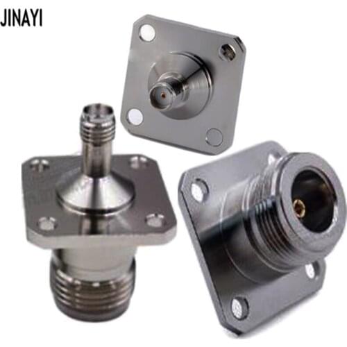 10pcs N female 4 Holes Flange to SMA Female Panel Mount RF Adapter Coaxial Connector 25X25mm