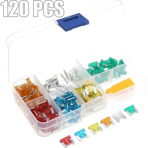 120pcs/lot Standard Fuse Box Auto Micro Blade Fuse Values Blade Mixed 5/10/15/20/25/30A Car Fuse Assortment Kit