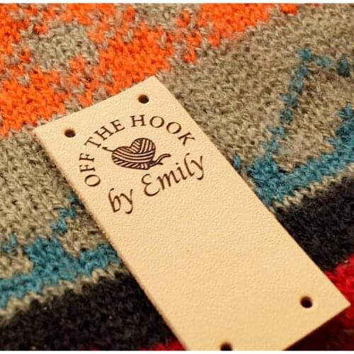 55pcs Customize Sewing Handmade label for Crocheted Products Knitted clothing - DIY labels Center fold leather Tags for Garment