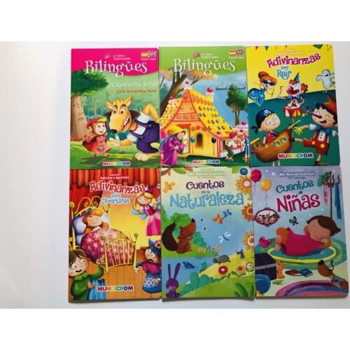6 Book Child Kids Spanish Book Knowledge Story Lovely Cute Picture Education Enlightenment Learning Reading Cardboard Book Age 3