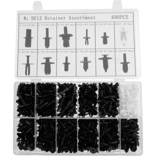 690Pcs Car Push Pin Rivet Trim Panel Clip Fastener Car Body Interior Assortment Kit For G M Ford Toyota Honda Nissan VW Chrysler