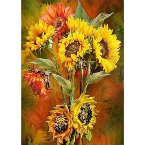Diamond Painting Full Circle Diamond Kit Rhinestone Picture Art Craft Home Door Decoration (Sunflower)