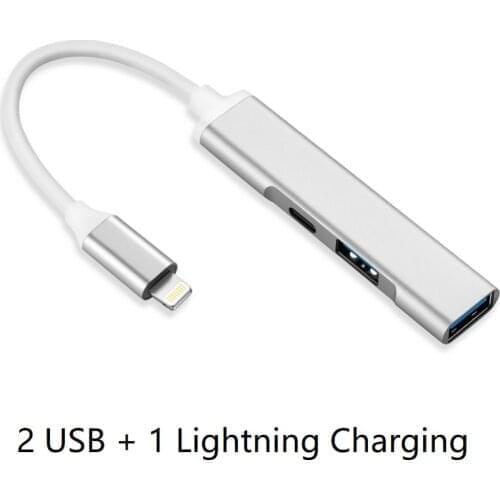 3 in 1 Lightning Aluminum Hub for Apple iPhone11Pro Max/iPad Air,OTG USB Camera Adapter,charge,Keyboard,Mouse,Flash Drive,iOS13