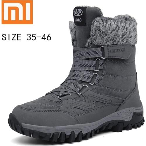 Xiaomi Unisex Boots Winter Fur Warm Snow Boots Men Women Work Casual Shoes Non-Slip Sneakers Men Military Combat Ankle Boots