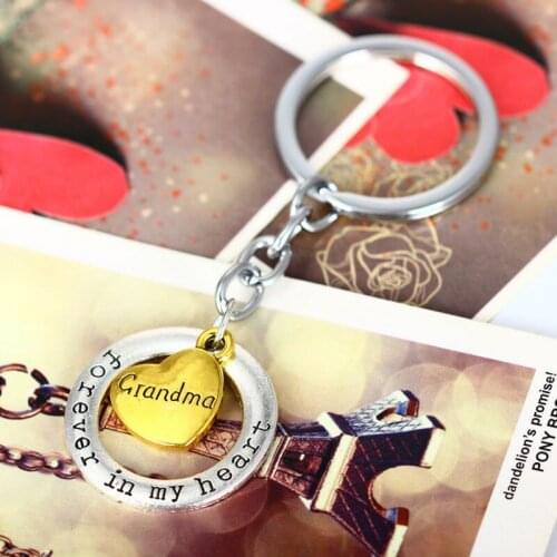 Bespmosp New Great Gifts Mothers Day Charm Pendant Keychain Gold Silver Plated Heart Family Series Key Ring Statement Jewelry
