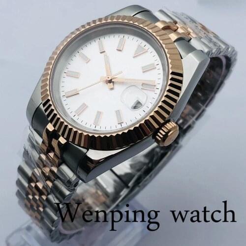 Bliger 40mm New Sterile Mechanical Watch Rose Gold Case Sapphire Glass Silver Dial Date Mens Top Casual Business Automatic Watch