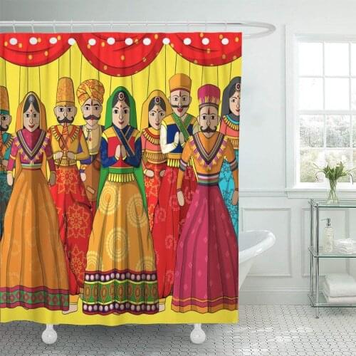 Rajasthan of Colorful Rajasthani Puppet in Indian Jaipur India Shower Curtain Waterproof Polyester Fabric 72 x 78 Inches