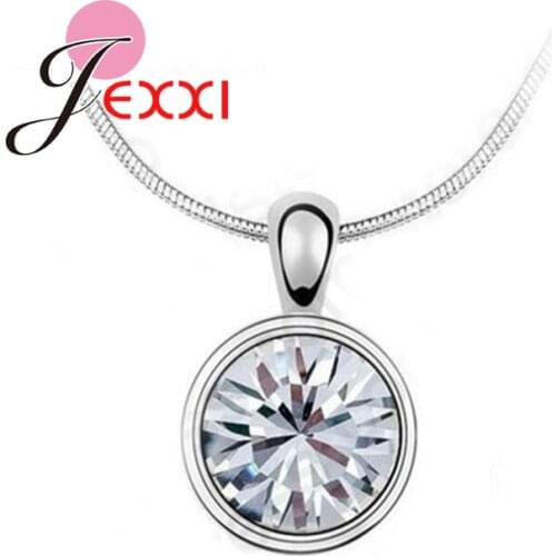 Brand Charm Zircon Stone Pendant 925 Sterling Silver Chain Necklace for Women Simple Classic Silver Jewelry Gift Fast Shipping