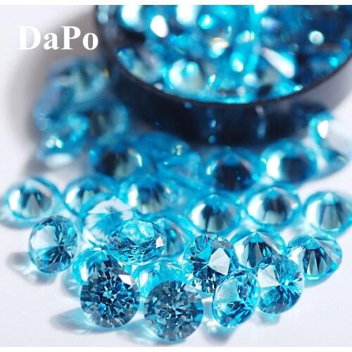 Hisenlee Super Clear Aquamarine Point Back 6MM Round Shape Cubic Zirconia Lovely Exquisite Jewelry Evening Dress Nail Art DIY