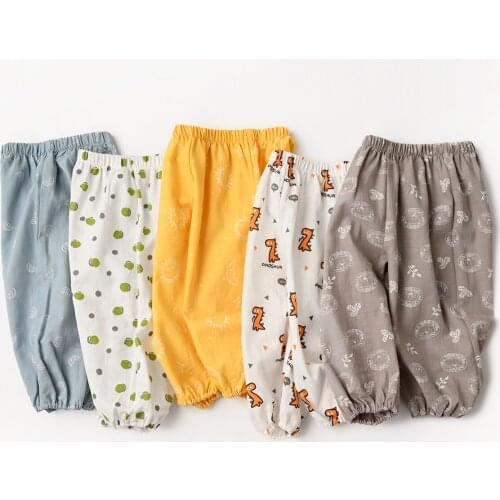 Cotton 100% Childrens Anti Mosquito Pants Summer Boys And Girls Air Conditioning Lantern Pants Childrens Clothing 2-7T