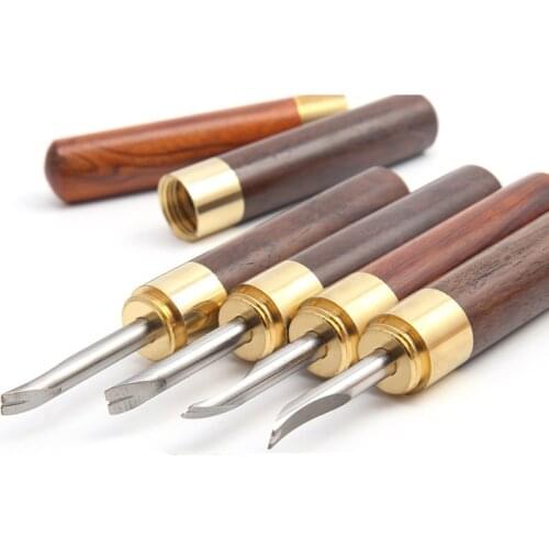 1pcs DIY Leather Craft Tool 0.8/1.0/1.2/1.5/1.8/2.0mm Wood Handle Edge Skiving Beveling Leathercraft Knife Sewing Cutting Tools