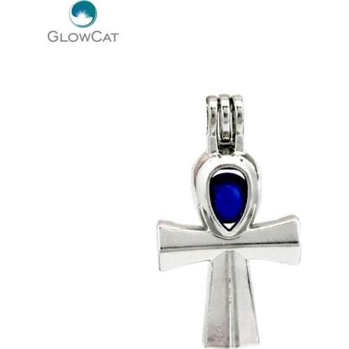 K677 5pcs/lot Ancient Ankh Pearl Beads Cage Pendant Locket Fairytale Party Essential Oil Diffuser DIY