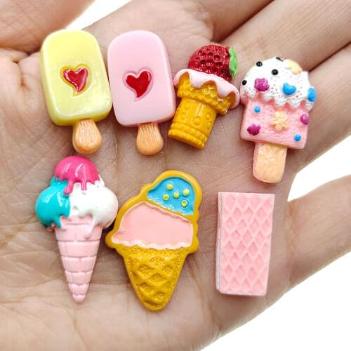 20pcs/lot Kawaii flat back resin simulation foods cake for DIY kids hair clip hair bow accessories resin cabochons ornaments