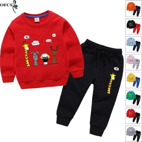 Kids Clothing Boys Girls Children Sets Cartoon Printing Cotton Clothes Sport Suit Outwear Sweatshirts+ Casual Pants Outfits 2pcs